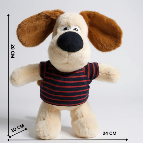 Puppy Soft Toy with Striped T-Shirt - 28 cm