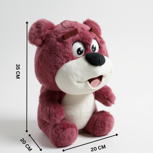Big Plush Bear Stuffed Animal Toy, 35 cm, Burgundy and White