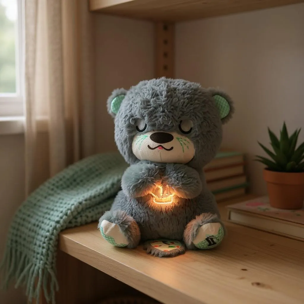 Breathing Teddy Bear with Light, Music and Breathing Movement
