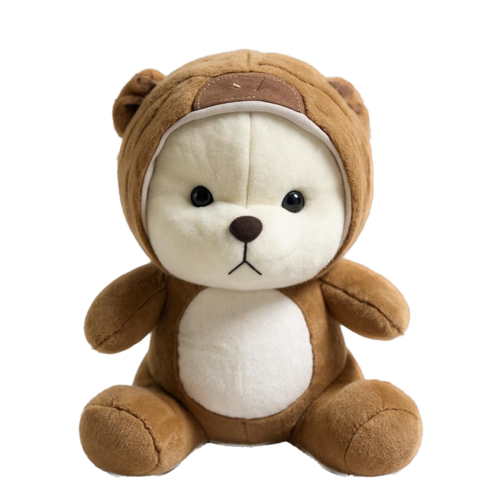 Teddy Bear with Brown Hoodie, 45 cm, White and Brown, Soft Stuffed Animal | Big Size 45 CM | Full Retractable Hoodie