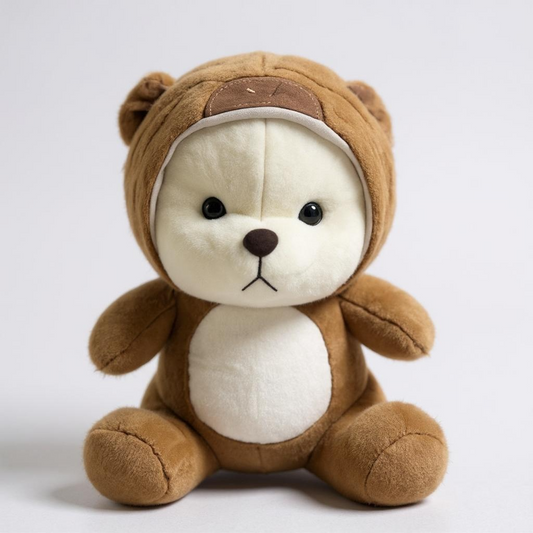 Teddy Bear with Brown Hoodie, 45 cm, White and Brown, Soft Stuffed Animal | Big Size 45 CM | Full Retractable Hoodie