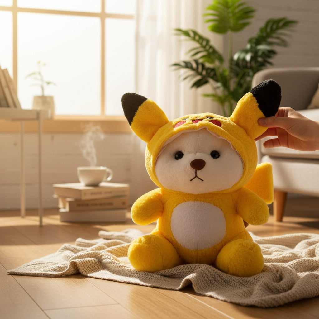 Big Pikachu Hoodie Teddy Bear (Non Retractable Hoodie), Yellow | Big Size