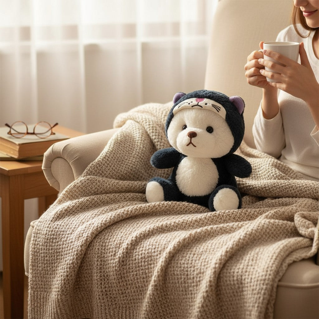 Hoodie Teddy Bear with Dark Grey Hoodie(Full Retractable Hoodie)