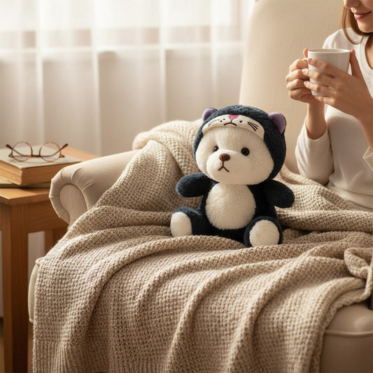 Hoodie Teddy Bear with Dark Grey Hoodie(Full Retractable Hoodie)