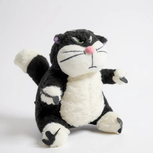 Angry Cat Plush Toy, 35 cm, Grey and White, Grumpy Expression