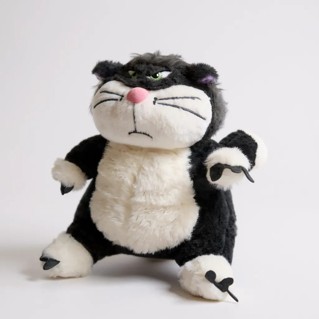 Angry Cat Plush Toy, 35 cm, Grey and White, Grumpy Expression