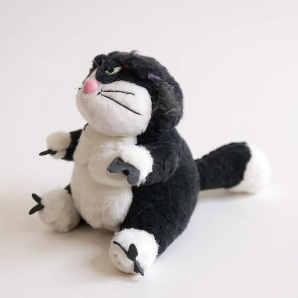 Angry Cat Plush Toy, 35 cm, Grey and White, Grumpy Expression