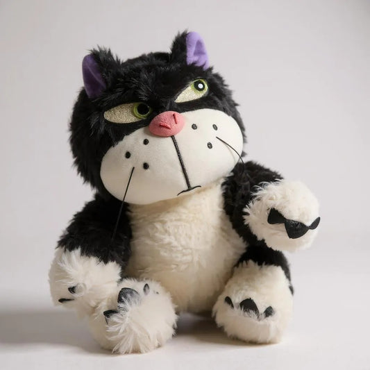 Angry Cat Plush Toy, 40 cm, Grey and White, Grumpy Expression