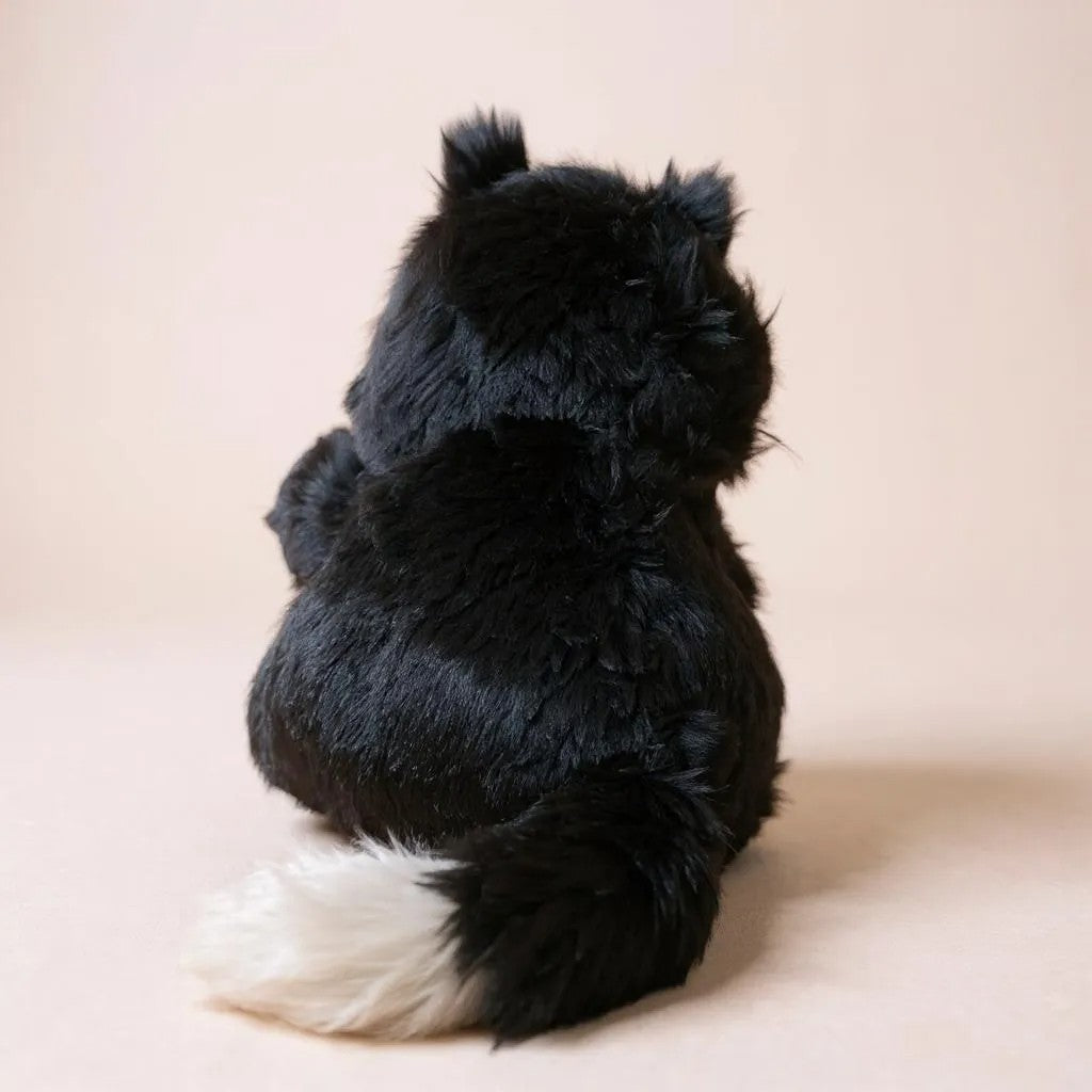 Angry Cat Plush Toy, 40 cm, Grey and White, Grumpy Expression