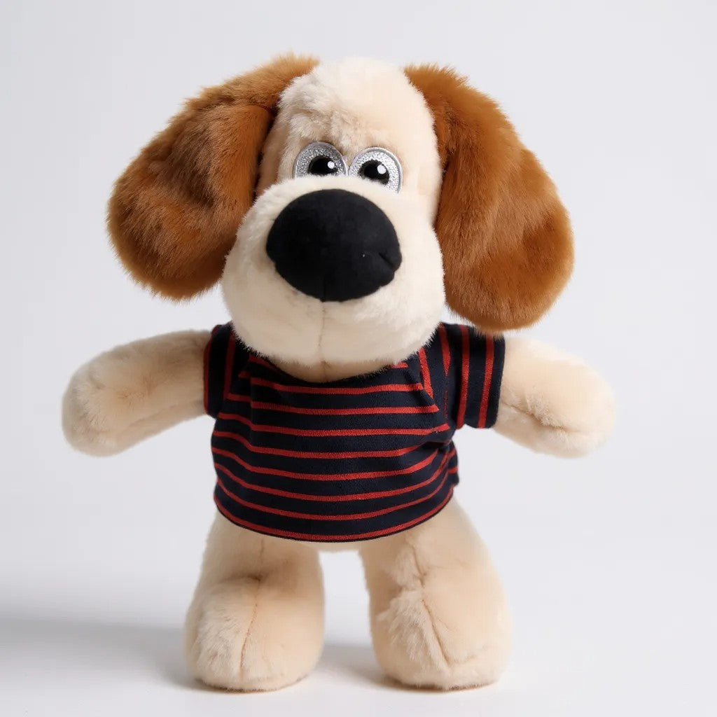 Puppy Soft Toy with Striped T-Shirt - 28 cm