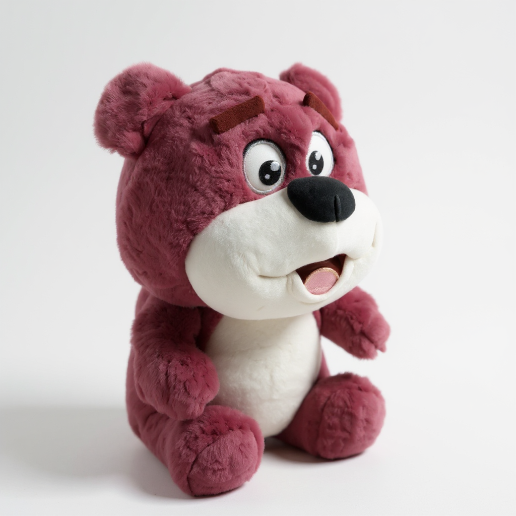 Big Plush Bear Stuffed Animal Toy, 35 cm, Burgundy and White