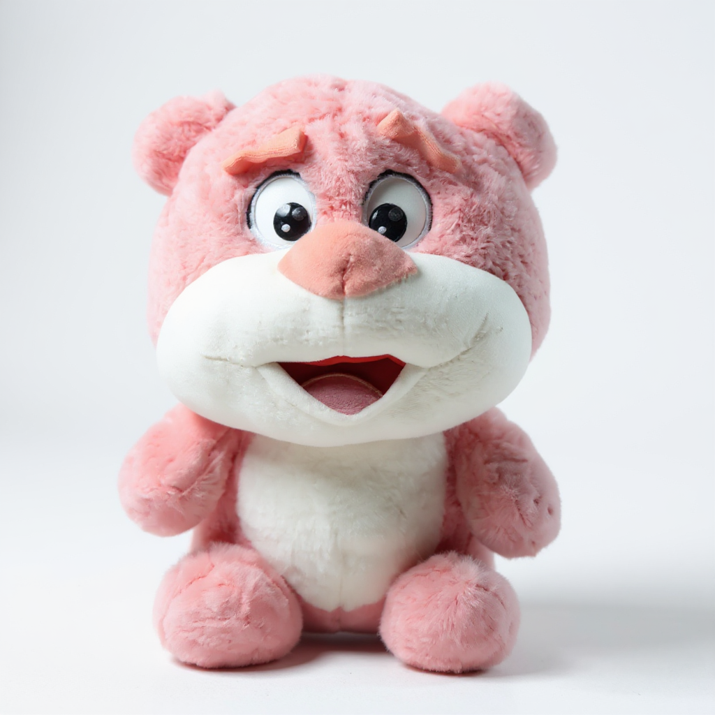 Big Plush Bear Stuffed Animal Toy, 35 cm, Pink and White