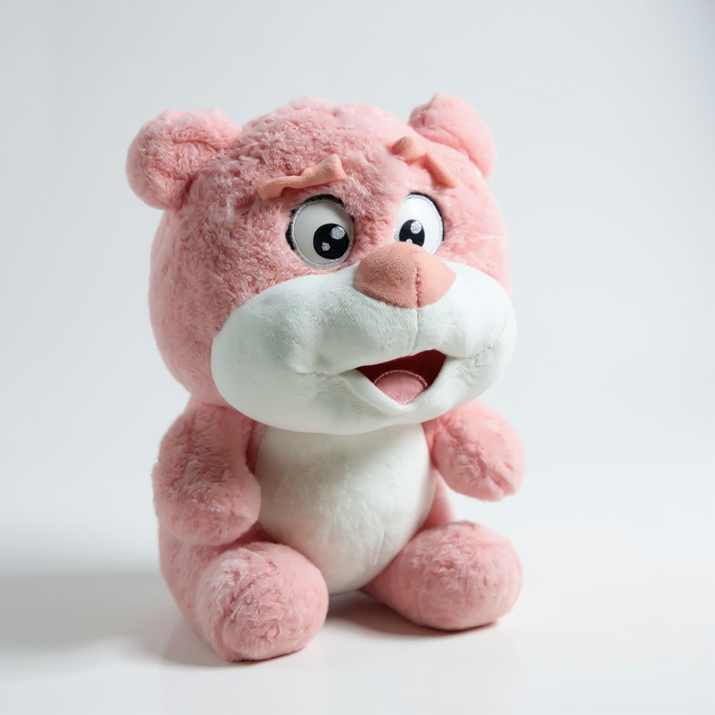 Big Plush Bear Stuffed Animal Toy, 35 cm, Pink and White