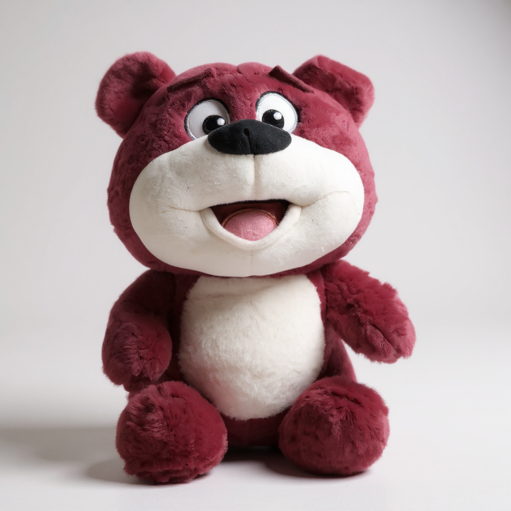 Big Plush Bear Stuffed Animal Toy, 35 cm, Burgundy and White