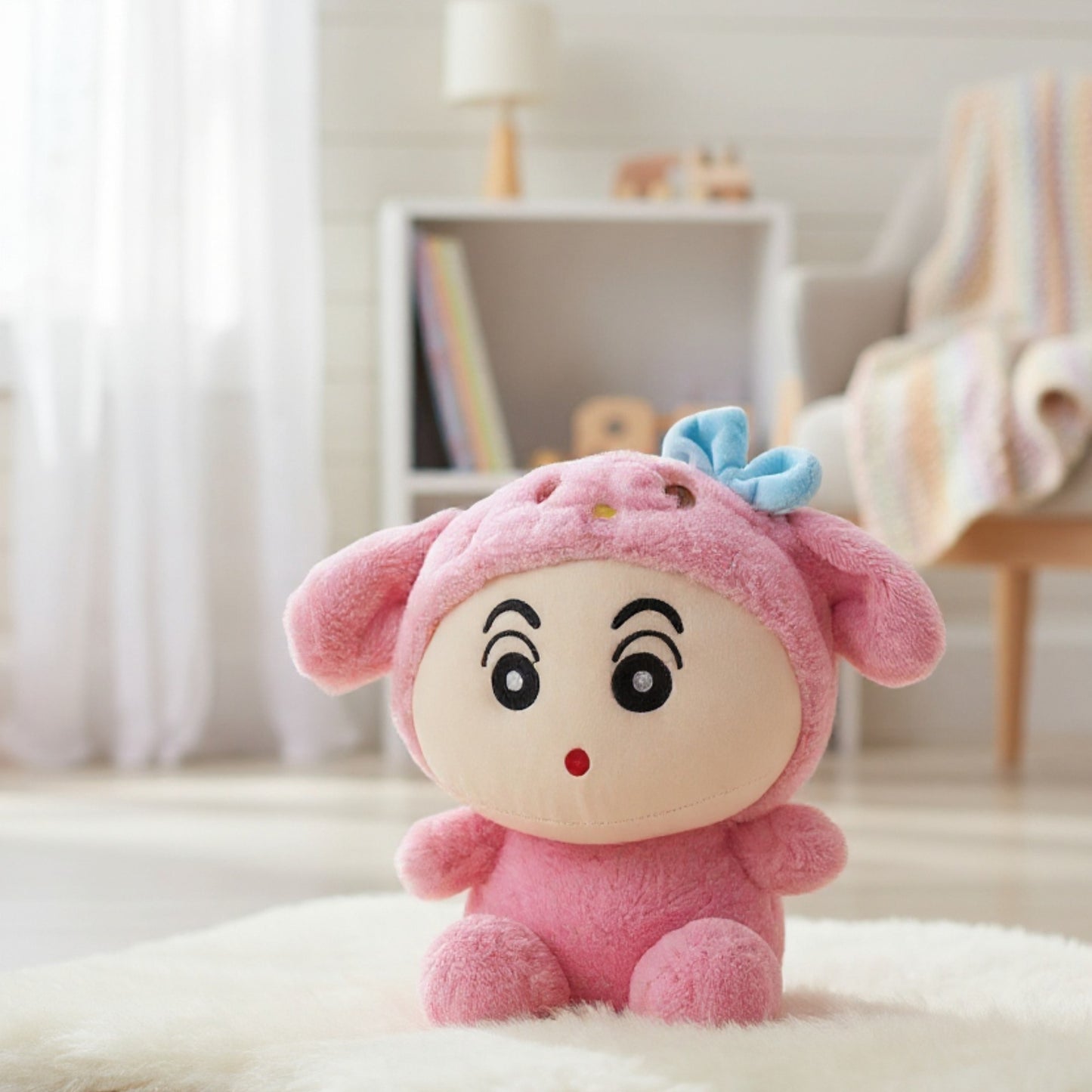 Sinchan Super Soft Stuffed Plushie (with Non Retractable Hoodie)